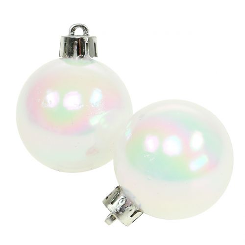 Floristik24 Weihnachtskugel Weiß irisierend klein Ø4cm 16 St