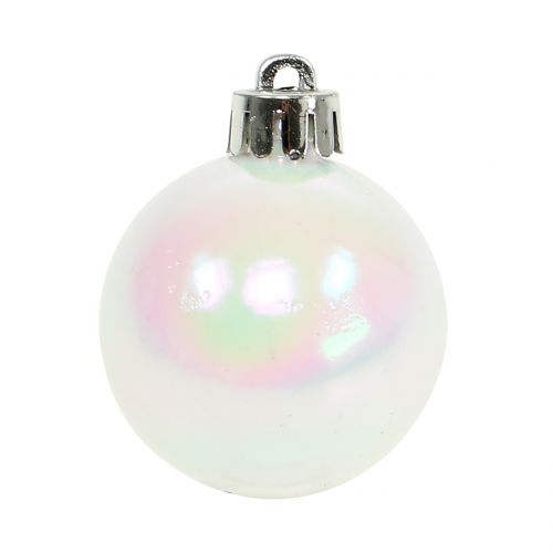 Floristik24 Weihnachtskugel Weiß irisierend klein Ø4cm 16 St