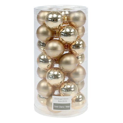 Artikel Weihnachtskugel 4cm Gold glanz/matt Glas 24 St