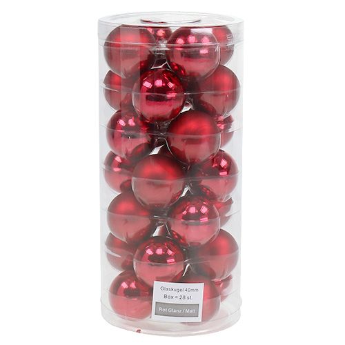 Floristik24 Weihnachtskugel Ø4cm Rot Glanz/Matt 24 St