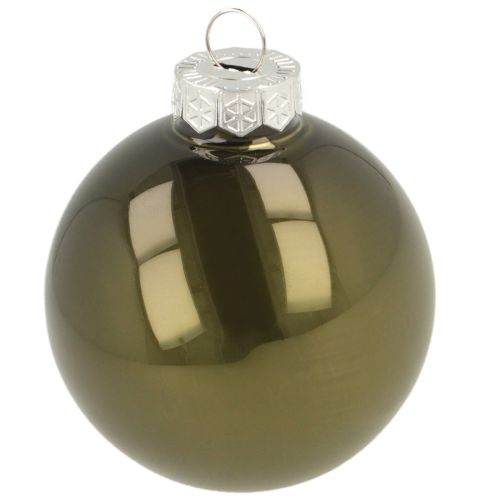 Artikel Christbaumkugeln Glas 2er-Set glänzend in Oliv & Sandfarben mit Aufhänger 5cm 24St
