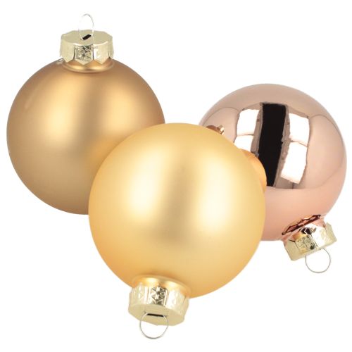 Weihnachtskugel-Trio Gold & Rosé – edles 3er-Set mit Glanz und Stil 5cm 24St