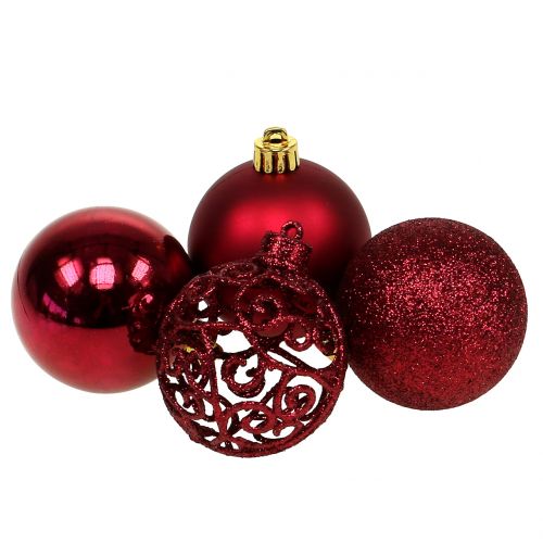 Floristik24 Weihnachtskugel Dunkelrot Ø6cm 16St