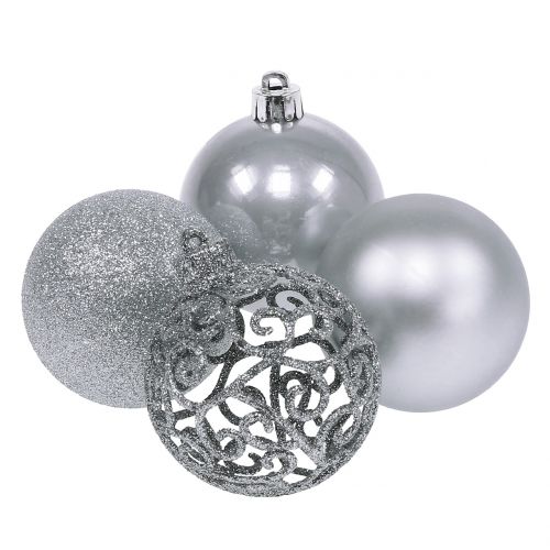 Floristik24 Weihnachtskugel Silber Ø6cm 16St