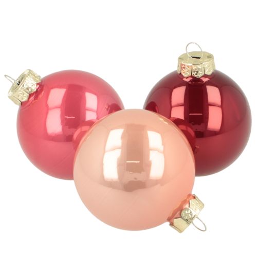 Weihnachtskugel Set Glas 6 cm Rot und Rosa Innenbereich 24 Stück bestellen | Floristik24.at