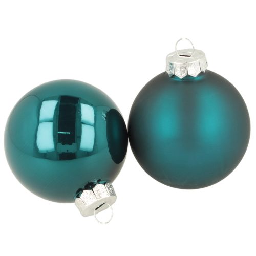 Christbaumkugeln Glas Opalblau 6 cm Matt und Glänzend 24 Stück
