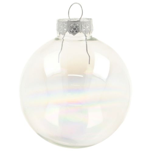 Glaskugel in Perlmutt-Optik mit irisierendem Schimmer 6cm 24St
