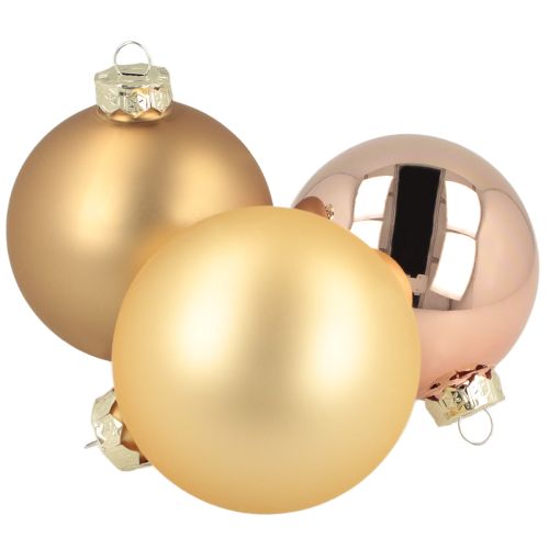 Glaskugeln Weihnachten – matt & glänzend in Gold, Rosa 7,5cm 12St