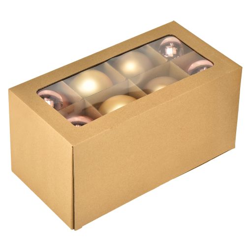 Artikel Glaskugeln Weihnachten – matt & glänzend in Gold, Rosa 7,5cm 12St
