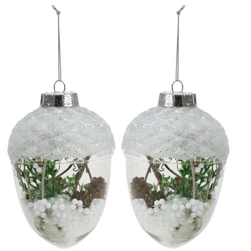 Floristik24 Christbaumschmuck Schneekugel Ø8cm 2St