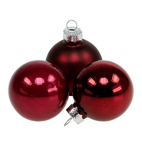 Weihnachtskugel Glas Ø4cm Bordeaux Mix 24 St