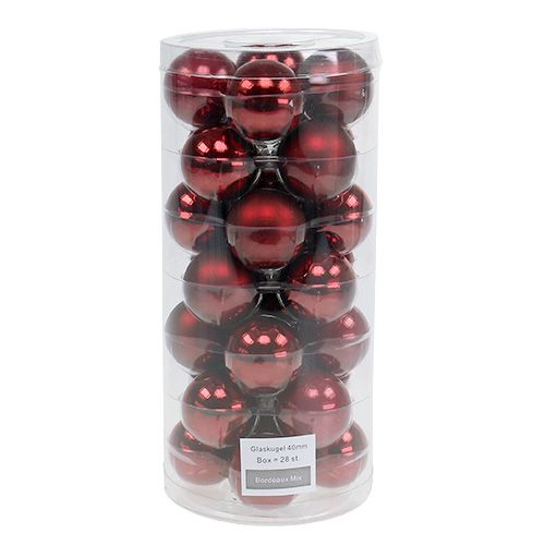 Floristik24 Weihnachtskugel Glas Ø4cm Bordeaux Mix 24St