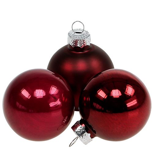 Floristik24 Weihnachtskugel Glas Ø6cm Bordeaux 24 St