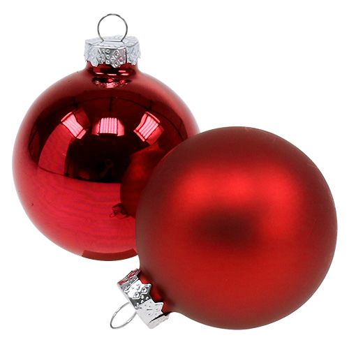 Weihnachtskugel Glas Ø6cm Rot Mix 24St