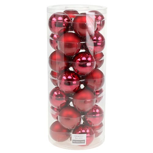 Floristik24 Weihnachtskugel Glas Ø6cm Rot Mix 24St