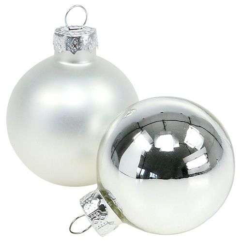 Floristik24 Weihnachtskugel Glas Ø6cm Silber Mix 24St