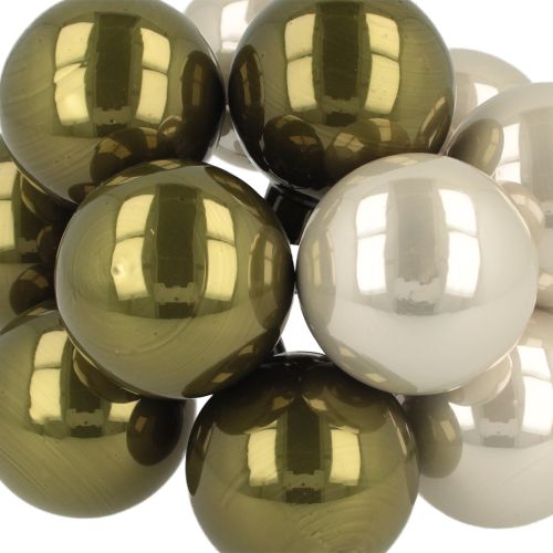 Artikel Weihnachtskugel Glas Spiegelbeeren Oliv Silber Ø40mm 32 St