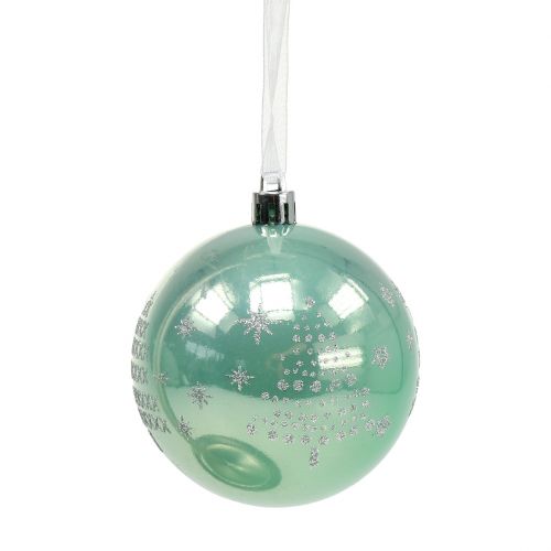 Floristik24 Weihnachtskugel mit Glitter Eukalyptus Ø8cm 6St