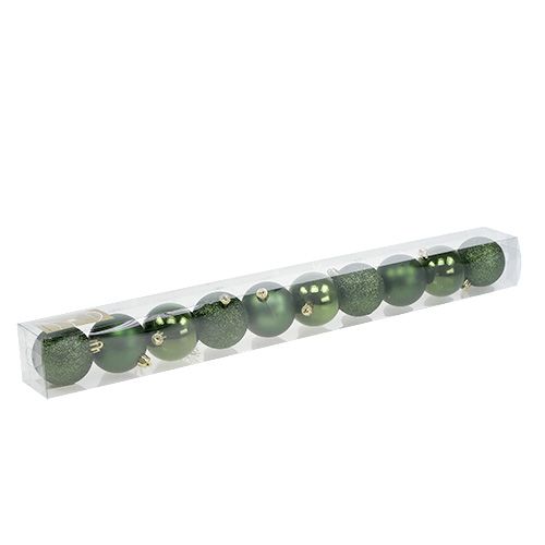 Floristik24 Weihnachtskugel Plastik Ø6cm Grün 10St