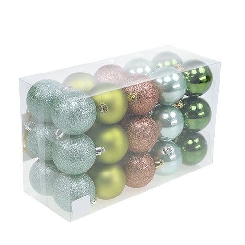 Floristik24 Weihnachtskugel Plastik Ø6cm Grün sort. 30St