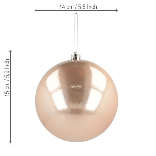 Artikel Weihnachtskugel Plastik Roségold Kugel bruchfest Ø14cm