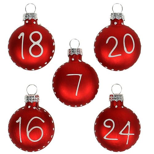 Floristik24 Weihnachtskugel Ø3,5cm mit Zahlen Rot 24 St