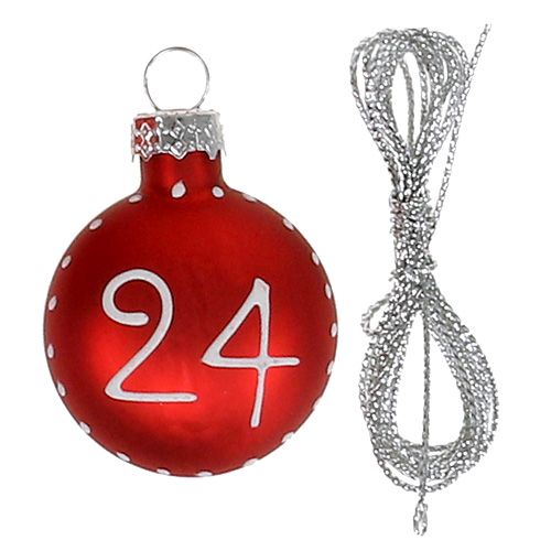 Artikel Weihnachtskugel Ø3,5cm mit Zahlen Rot 24St