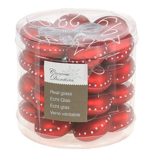 Floristik24 Weihnachtskugel Ø3,5cm mit Zahlen Rot 24 St