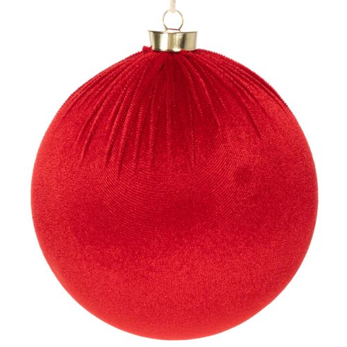Weihnachtskugel Rot 15 cm mit Samtüberzug zum Aufhängen 3er-Set
