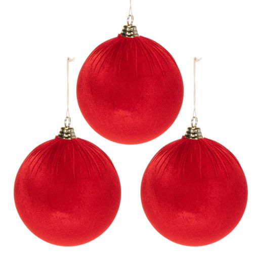 Weihnachtskugeln Rot Samtoptik