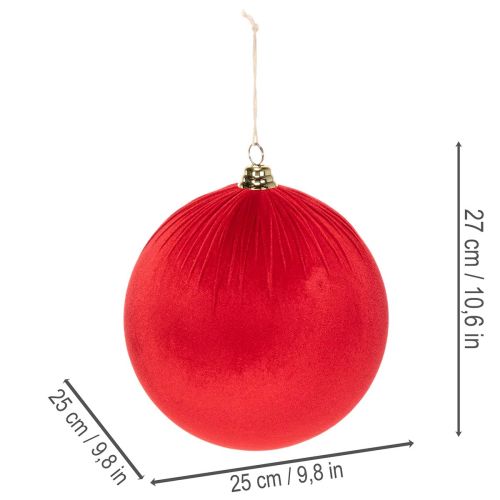Weihnachtskugel Samt Rot 25 cm Set 2 Stück für Innenbereich | Floristik24.at