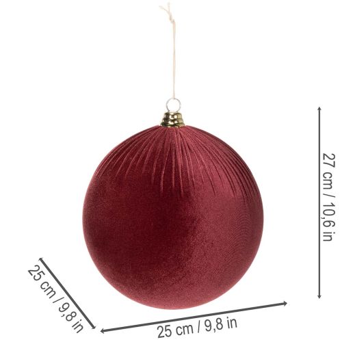 Weihnachtskugeln Samt Weinrot 25 cm Set aus 2 Stück | Floristik24.at