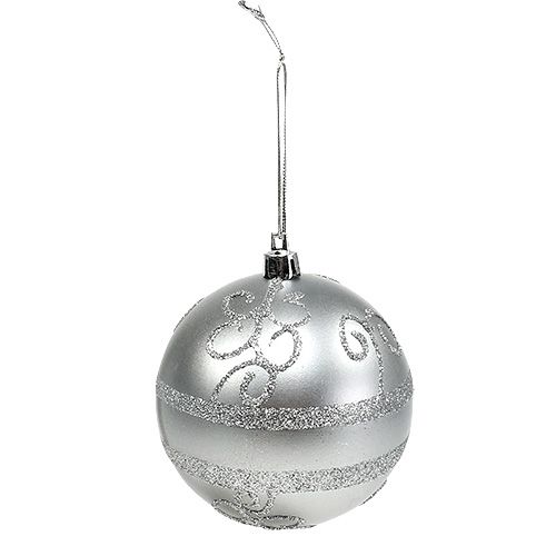Weihnachtskugel Silber Ø8cm Plastik 1St