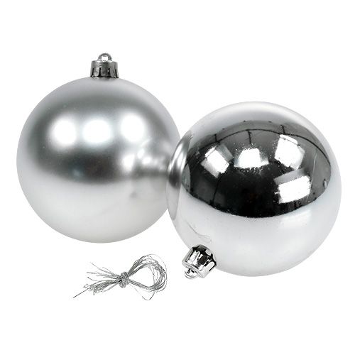 Floristik24 Weihnachtskugel Silber Ø10cm 4St