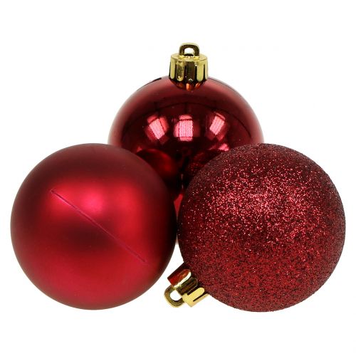 Floristik24 Weihnachtskugel Rubinrot Mix Ø6cm 10St