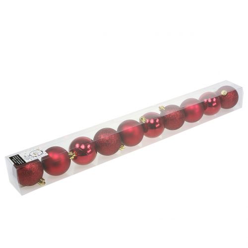 Floristik24 Weihnachtskugel Rubinrot Mix Ø6cm 10St