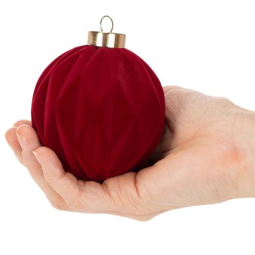 Samt-Weihnachtskugeln Bordeauxrot 8cm 12er-Pack Kunststoff | Floristik24.at