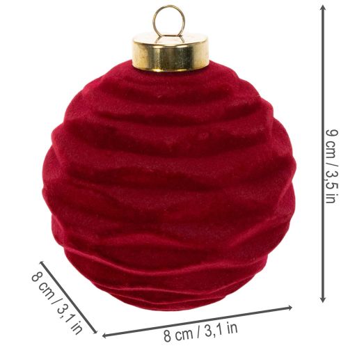 Samt-Weihnachtskugeln Bordeauxrot 8cm 12er-Pack Kunststoff | Floristik24.at
