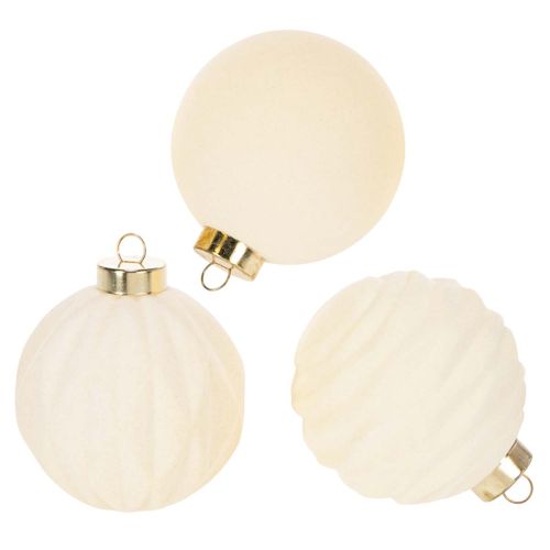 Weihnachtskugel-Set Cremeweiß mit Struktur 8 cm 12 Stück aus Kunststoff bestellen | Floristik24.at