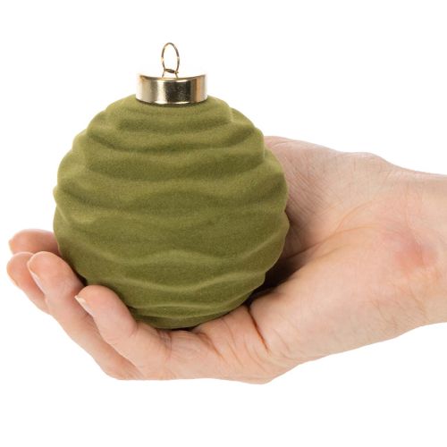 Weihnachtskugeln Kunststoff Moosgrün 8 cm 12 Stück mit Strukturmix | Floristik24.at