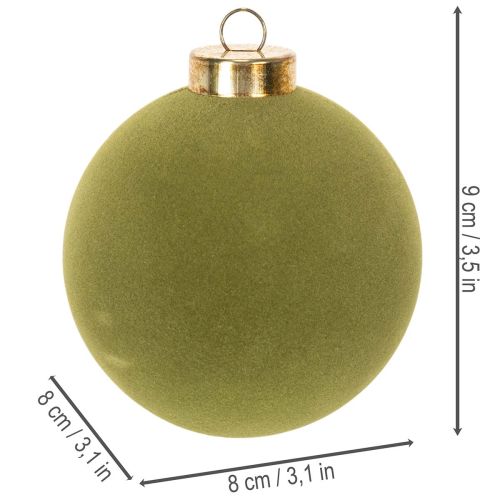Weihnachtskugeln Kunststoff Moosgrün 8 cm 12 Stück mit Strukturmix | Floristik24.at