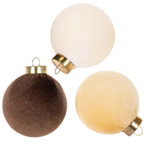 Weihnachtskugel-Set Samtoptik 8 cm Cremeweiß Beige Braun 12 Stück bestellen | Floristik24.at