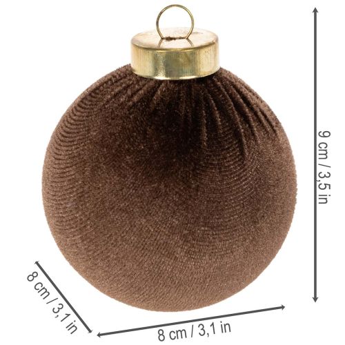 Weihnachtskugel-Set Samtoptik 8 cm Cremeweiß Beige Braun 12 Stück | Floristik24.at