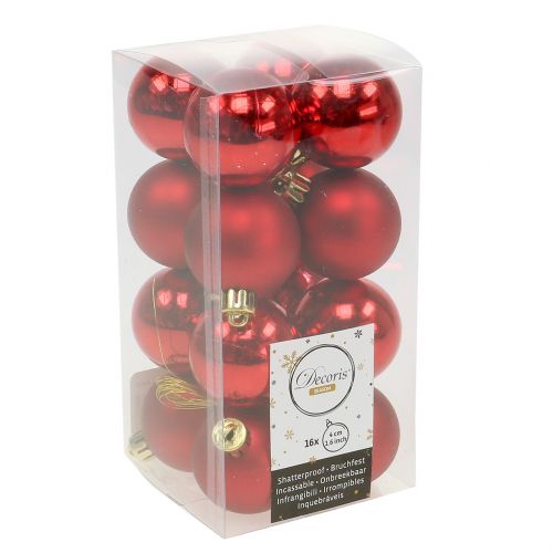 Floristik24 Weihnachtskugel Rot klein Ø4cm 16 St