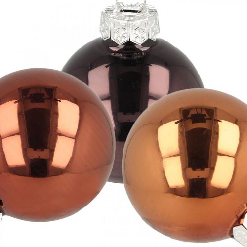 Floristik24 Christbaumschmuck, Weihnachtskugeln, Baumkugel-Mix Braun H4,5cm Ø4cm Echtglas 24 St