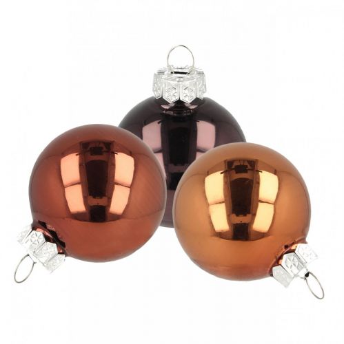 Floristik24 Christbaumschmuck, Weihnachtskugeln, Baumkugel-Mix Braun H4,5cm Ø4cm Echtglas 24 St