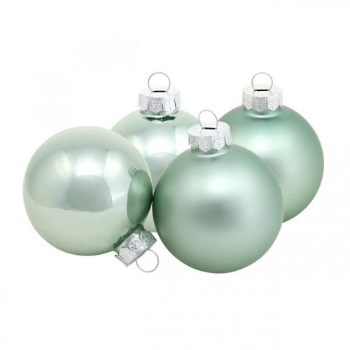 Floristik24 Christbaumschmuck, Baumkugel-Mix, Mini-Weihnachtskugeln Grün Mint H4,5cm Ø4cm Echtglas 24 St