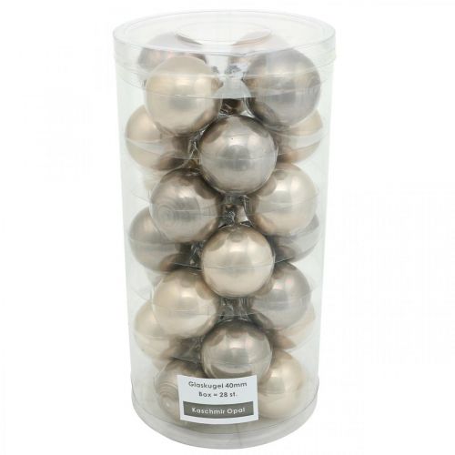 Floristik24 Christbaumkugeln, Mini-Baumkugeln, Weihnachtsschmuck-Mix Beige/Perlmutt H4,5cm Ø4cm Echtglas 24 St