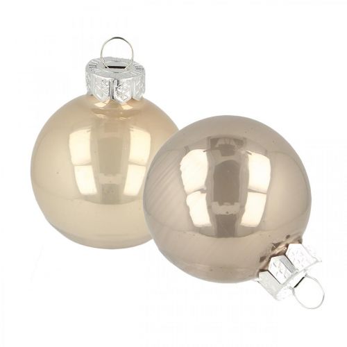 Floristik24 Christbaumkugeln, Mini-Baumkugeln, Weihnachtsschmuck-Mix Beige/Perlmutt H4,5cm Ø4cm Echtglas 24 St