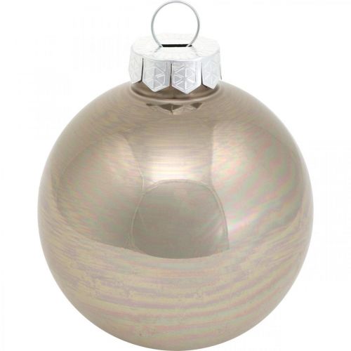 Floristik24 Christbaumkugel, Baumschmuck, Weihnachtskugel Beige/Perlmutt H6,5cm Ø6cm Echtglas 24 St